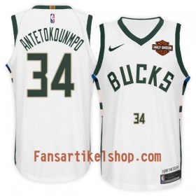 NBA Milwaukee Bucks Trikot Giannis Antetokounm 34 II Nike 2017-18 Weiß Swingman - Herren